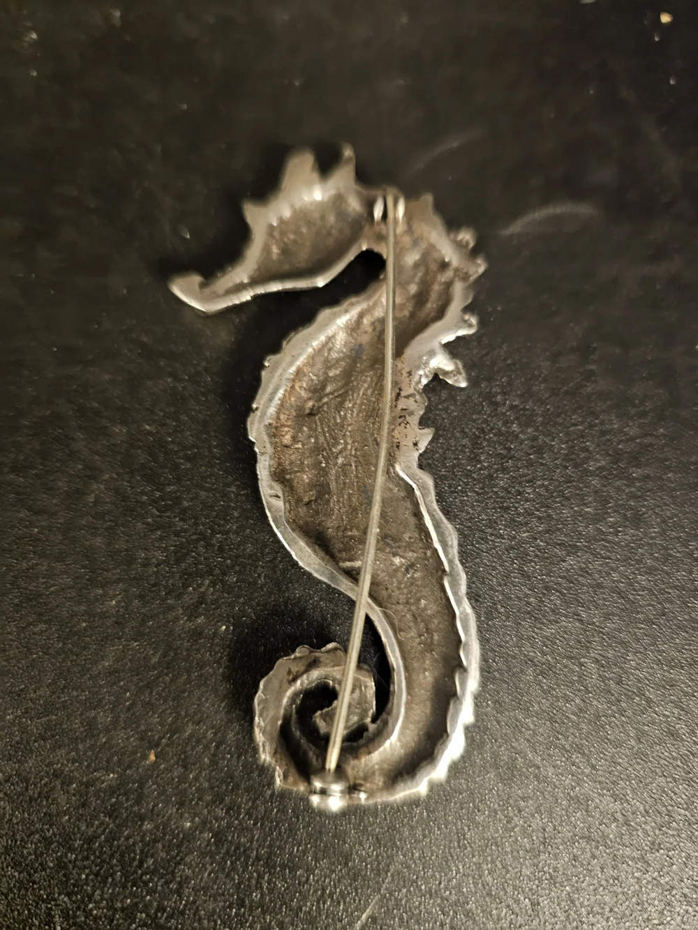 Elegant Large Sterling Silver Seahorse Brooch - Women's Jewelry